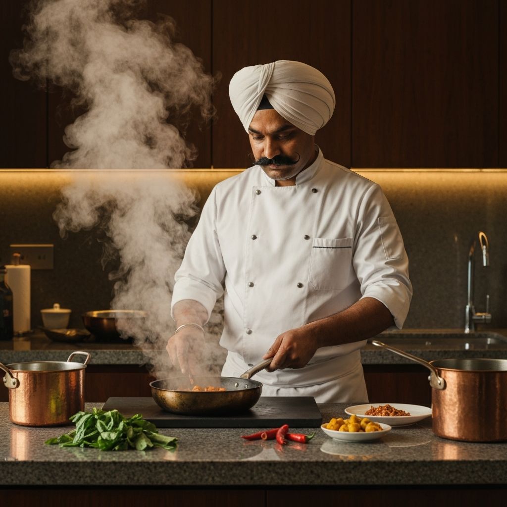 Professional chef cooking in a home kitchen